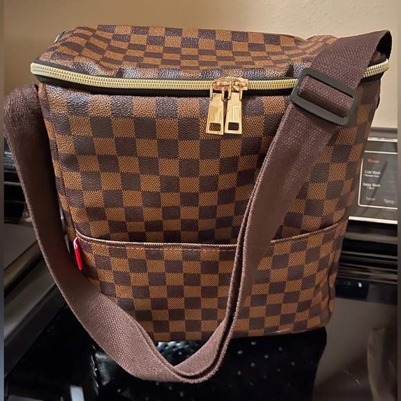 Handbags - Tophie PU leather brown check lunch bag